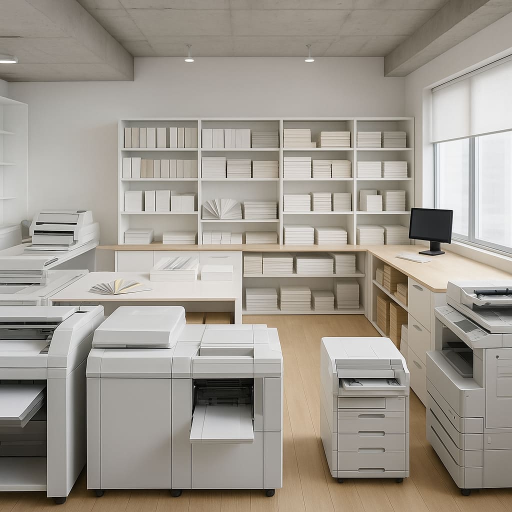 Modern nyomda és copy center belső tér
